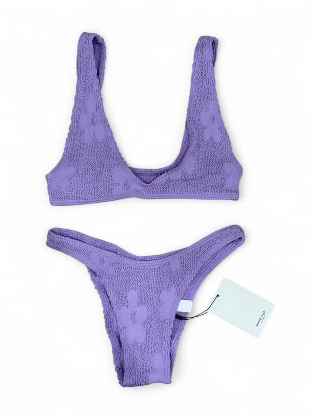 Bond eye Textured Lavender Bikini Set with Floral Motif - Picture 9 of 11